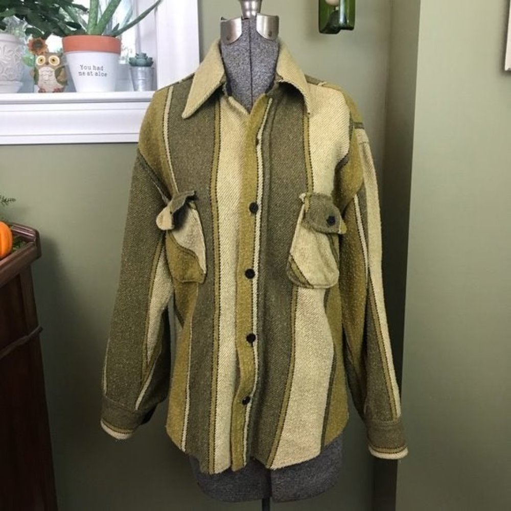 Vintage C.P.O. Wool Jacket Striped Brown Tan